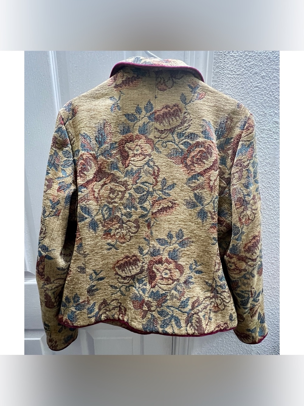 Vintage Harve Benard Floral Tapestry Blazer with Burgundy Trim US Women’s 16 - Picture 5 of 15